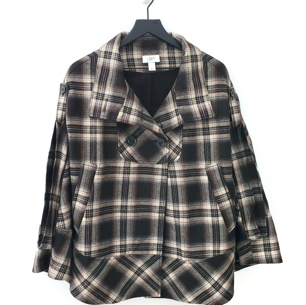 LOFT Plaid Poncho Cape